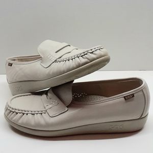 SAS Alamo Handsewn White Leather Loafers